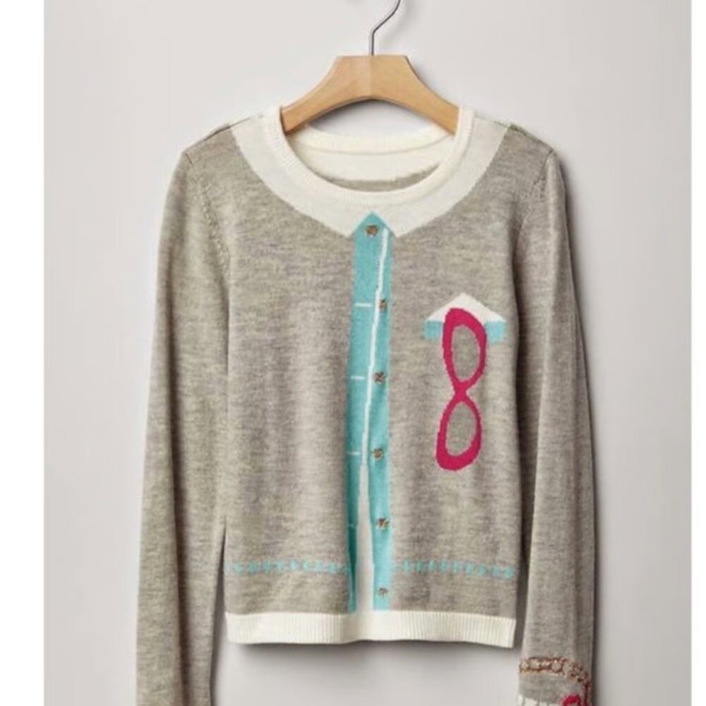 Kate Spade New York GapKids Cardigan Graphic Crewneck Sweater 14/16